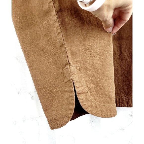 Susan Graver Linen/Rayon Capri Ankle Pants Women's Brown Pockets Elastic Waist L - Picture 2 of 6